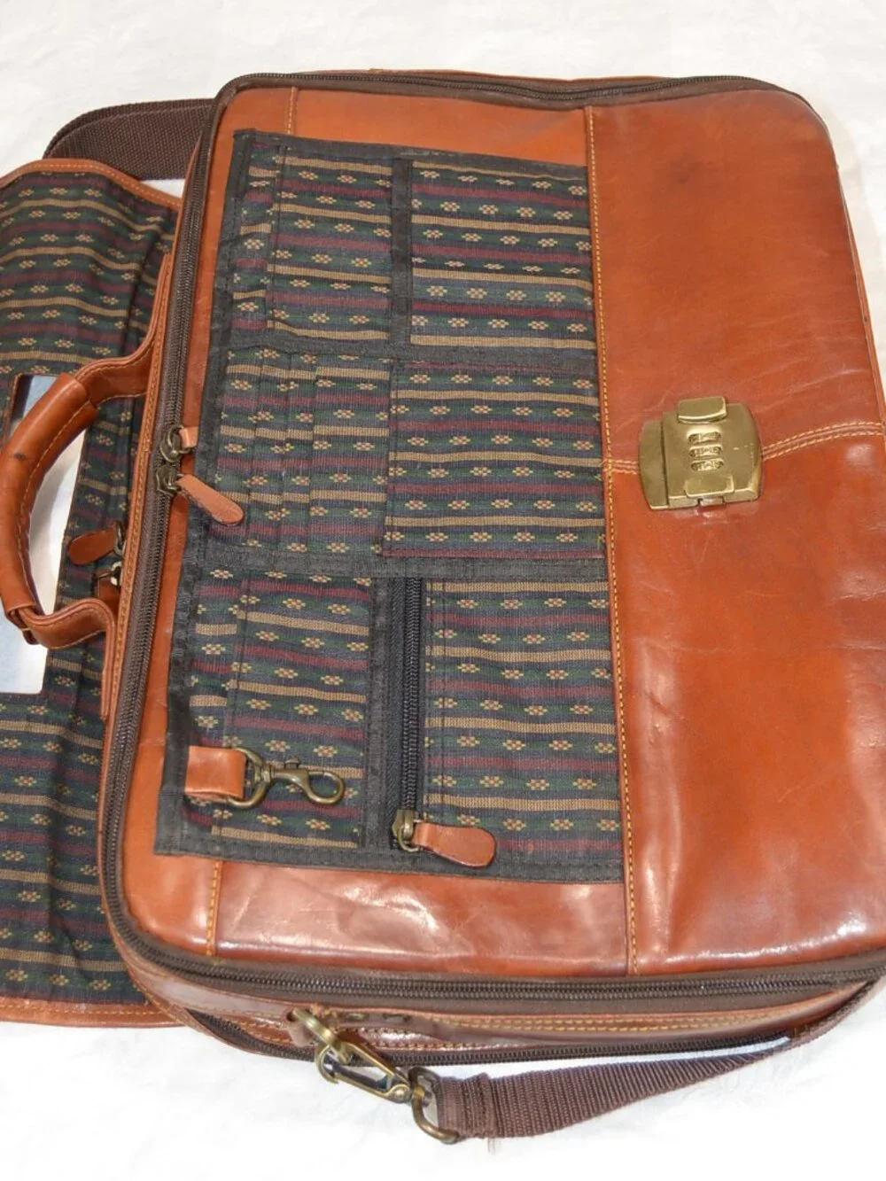 Piquadro Nicolai Leather Laptop Bag Briefcase - Made in Italy